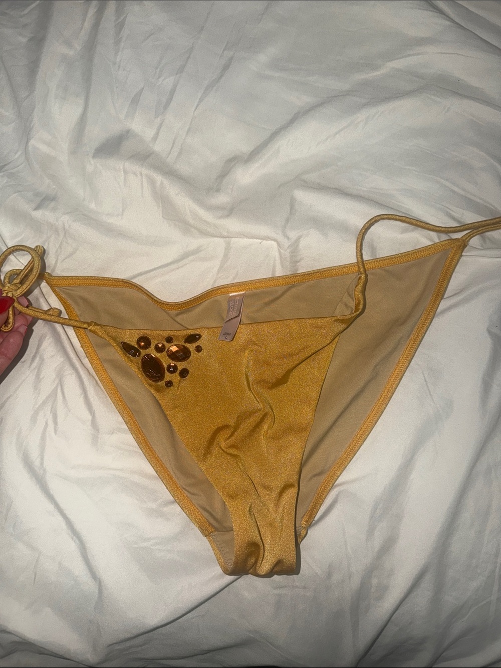 Victoria's Secret Yellow Bikini Bottom with Gem Accents 2000’s